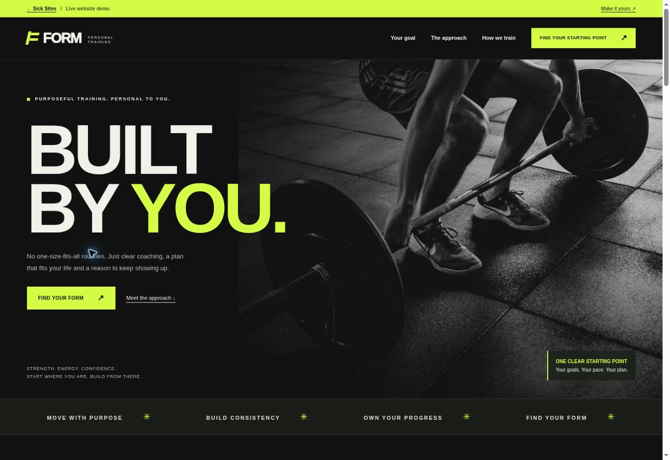 Preview of the Form Personal Training website